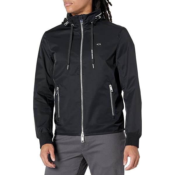 A|X ARMANI EXCHANGE mens Logo Tape Hood Zip Up Jacket With