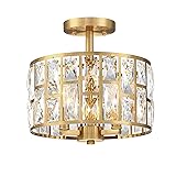 MEXO Gold Finish 3LT Crystal Semi Flush Mount