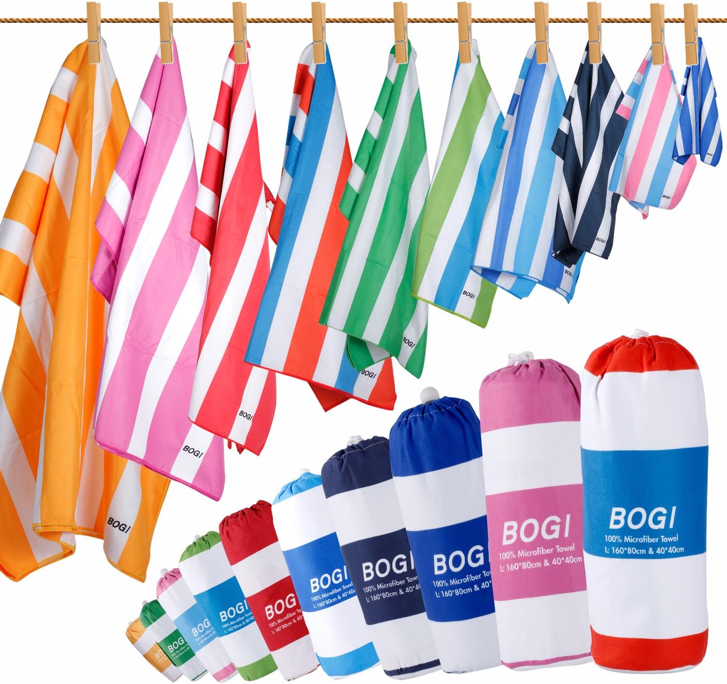 BOGI Microfiber Beach Towel Set,Quick Dry Beach Towel-(Size:L,XL)-Lightweight Absorbent Oversized Travel Towel,Sand Proof Compact Pool Towels for Travel Bath Beach Swim Gym Yoga