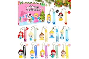 ENSCCANT 12 Days Advent Calendar Princess Keychains - 2023 Christmas Nativity Countdown Calendars Cartoon Figurine Keys Toys for Fans Girls - Surprise Xmas Gifts - Stocking Stuffers