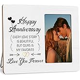 DIMSEOIUS Happy Anniversary Picture Frame for Couples Women Men, Wedding Gift for Wife Husband Frames Fits 4x6 Photo