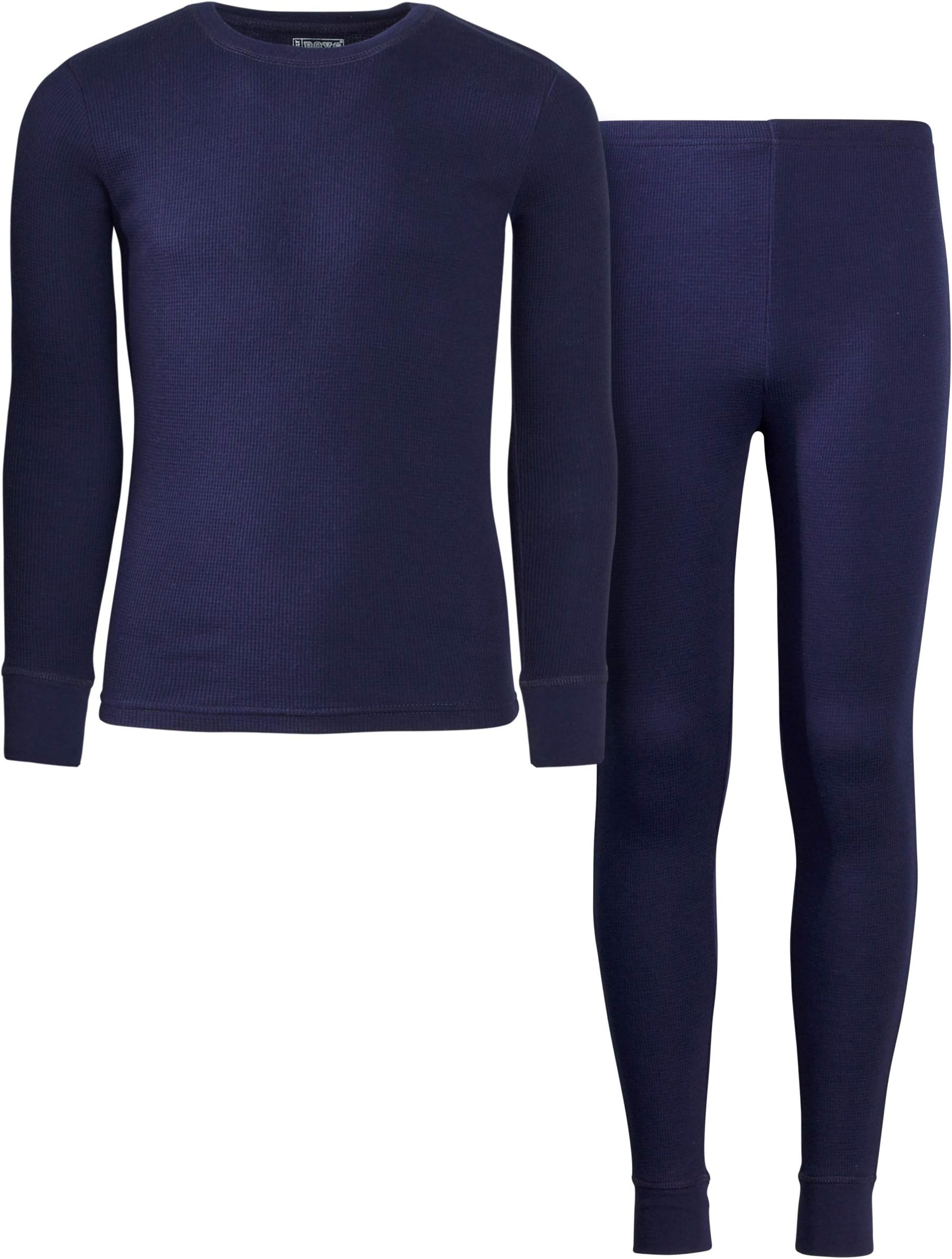 Warm-Waffle-Weave Long John Thermal Underwear Base-Layer Top and Pant Set