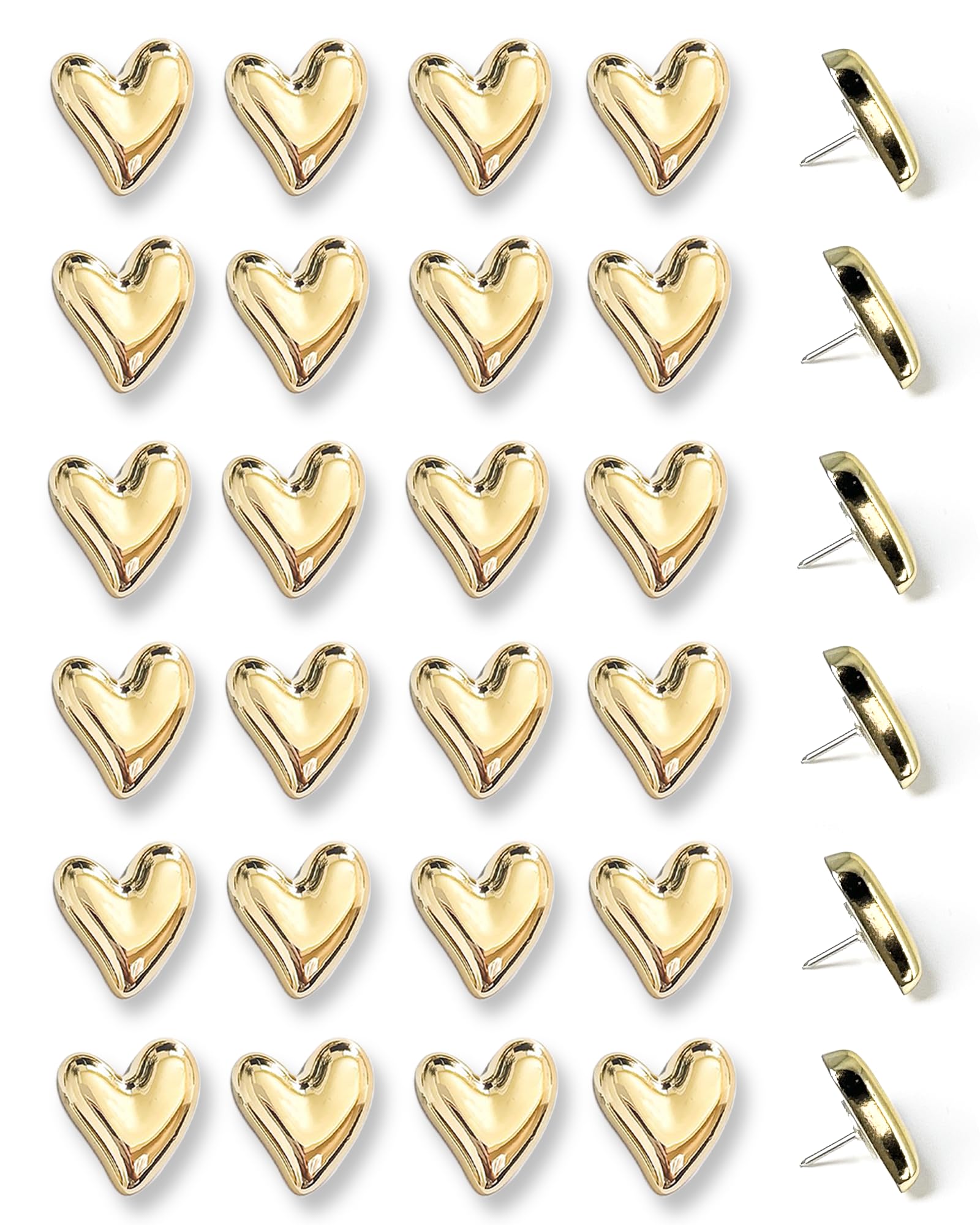 Photo 1 of 30 pcs - Heart Decorative Pins, Gold Cute Pins for Bulletin Board, Office or Home (30Pcs-Gold)