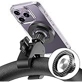 Magnetic Phone Holder Clamp Mount:[24*N55 Magnet & Fit for PopSocket]Rotatable Handlebar Accessories for MagSafe for Stroller,Peloton,Steering Wheel,Push Cart,Treadmill,Fit for iPhone 12-17 Series