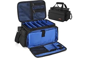 AKOZLIN DJ Cable File Bag with 5 Detachable Dividers and Bottom Cable Bags for Musicians Travel Gig Bag for iPad,Professional