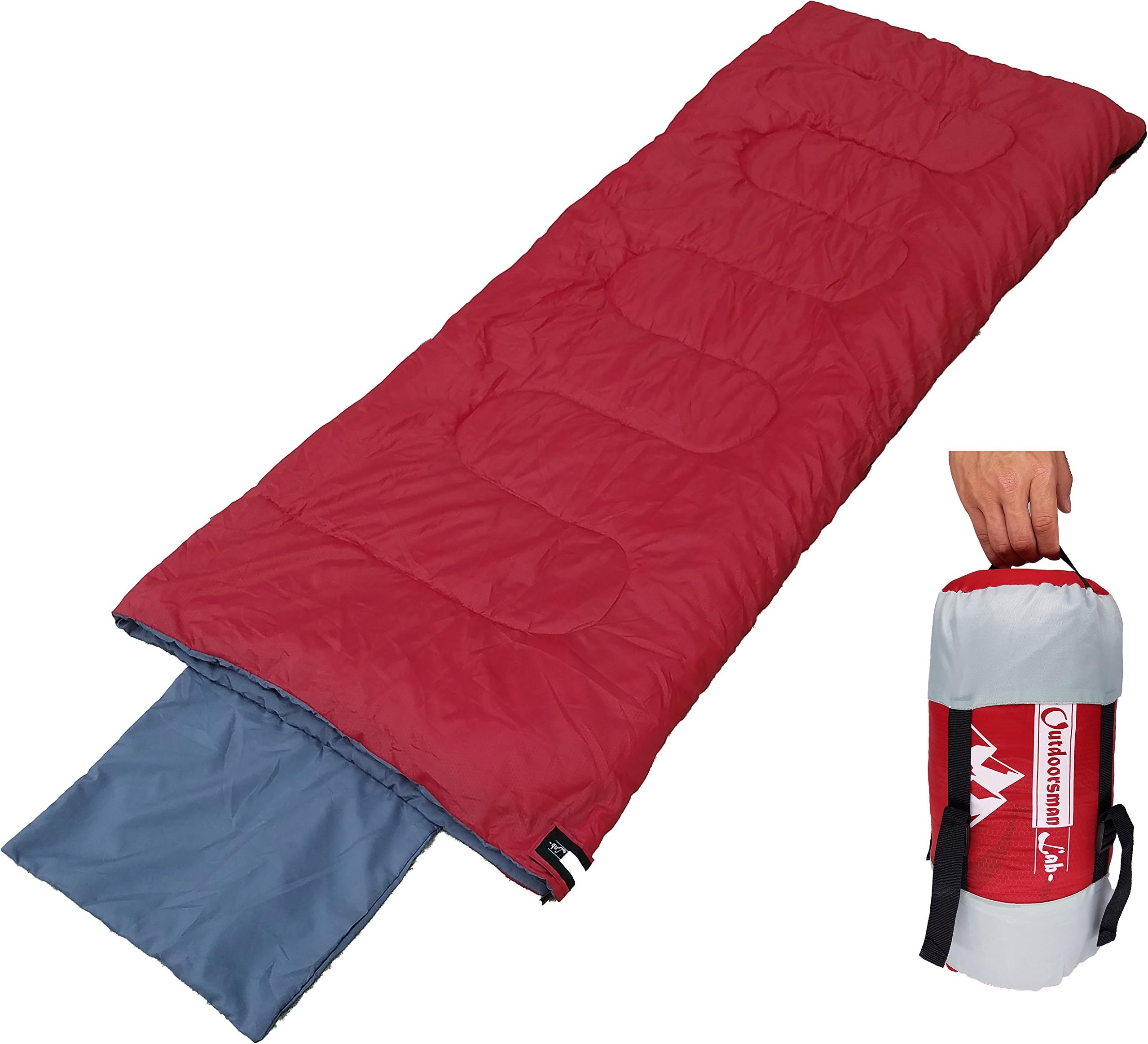 Outdoorsman Lab Lightweight Sleeping Bag for Camping, Backpacking, Travel- Kids Men Women 3 Season Ultralight Compact Packable Bag with Compression Sack
