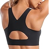 CRZ YOGA Womens Flex Sculpt Racerback Sports Bra - U Neck Medium Impact Padded Wireless Workout Gym Crop Top