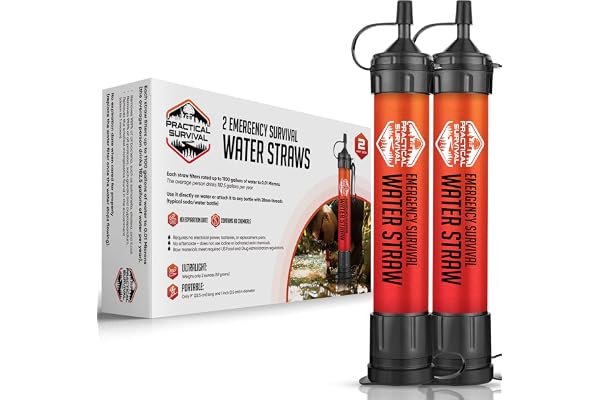 2 High-Capacity Emergency Water Straws – Lightweight, Reusable, 1800-Gallon Filters for Camping, Hiking, Travel, Biking, Survival, and Emergencies. No Expiration Date, Perfect for Preparedness