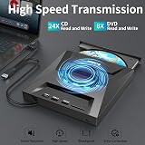 SUIDEK USB C DVD Drive 5in1 CD Player SD Card Reader USB 3.0 Hub Portable view 5