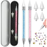 Tatuo 2 Pieces Rhinestone Picker Dotting Pen, Wax Pencil Pen, Blue Pink | for Nail Art DIY Manicure Decoration Tool, Dual-ended Rhinestone Gems Crystals Studs Picker, Wax Pencil for Rhinestones