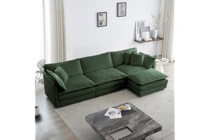 Tmsan 111.4" Modular Sectional Sofa, Convertible Modern L Shaped Sofa Chenille Cloud Couches Set with Ottoman for Living Room Bedroom Apartment Office, 3 Seater