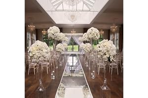 YADI Double Sided Silver Mirror Carpet Aisle Runner Decorative Runner Rug for Weddings, Birthday, Prom, Glam Party (Silver, 4' x 33')