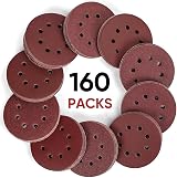 Shall 160Pcs 125mm Sanding Discs Set 8-Hole Hook & Loop 40-600 Grits view 2