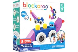 Blockaroo Magnetic Foam Blocks – STEM Preschool Toys for Children, Toddlers, Boys and Girls, The Ultimate Bath Toy – Roadster Set, Bath Building Blocks, Engineering Toys for Kids 3-6