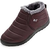 VYKF Womens Snow Boots Winter Warm Booties Fur Lined Anti-Slip Ankle Boots Outdoor Slip On Waterproof Booties Comfortable Warm Shoes