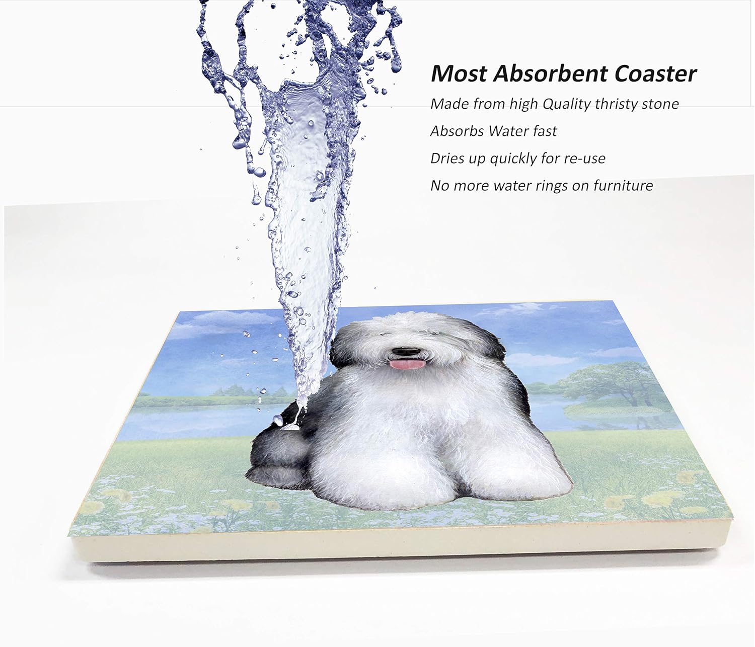 Amazon E S Imports セラミックコースター オールドイングリッシュシープドッグ 4x4 Inches ベージュ 250 77 E S Pets コースター