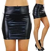 ToBeInStyle Women's PU Leather Wet Look Bodycon Fitted Shiny Mini Skirt