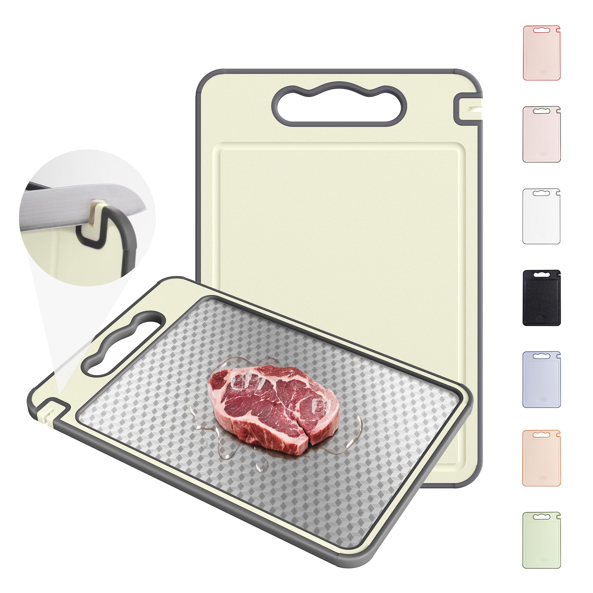 Photo 1 of 2 in 1 Stainless Steel Cutting Board with Handle Chopping Large Big Small Metal Carving Kitchen Meat Butcher Block Not Titanium Wood Bamboo Glass Marble Stone Rubber Plastic Sink Grey/Yellow