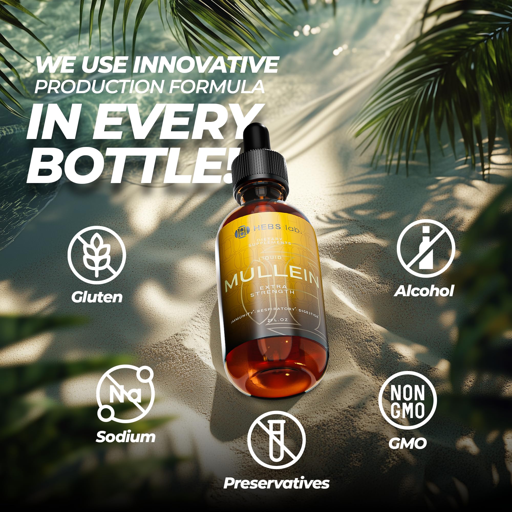 Mullein Leaf Extract for Lung Cleanse - Mullein Drops for Lung Health - Made in USA - Lung Support Supplement - Herbal Respiratory Support - Mullein Extract Tincture 2 Fl Oz