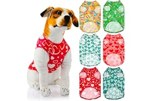 Clysee 6 Pcs Easter Dog Pajamas Clovers Dog Shirts Easter Dog Pajamas Holiday Cat Clothes Puppy Doggie Pajamas Breathable Summer Jumpsuit for Small Dog Cat Cosplay(Large)