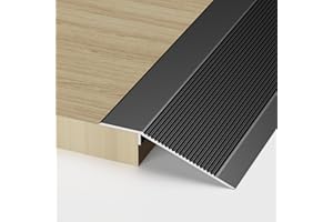 BROZZAG 4 inch Floor Transition Strip, 36" Threshold Ramp, Aluminum Exterior Door Thresholds for Wheelchair Access Wood Tile Vinyl Flooring, Extra Wide Metal Entrance Door Edge Trim, Black,1Pack