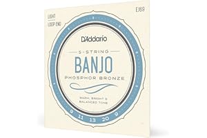 D'Addario EJ69 Phosphor Bronze 5-String Banjo Strings, Light, 9-20