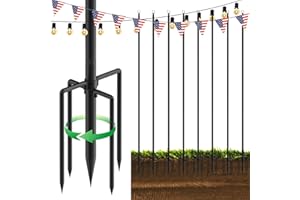 XBRIGH 8 Pack 9FT String Light Poles for Outside,Electrophoresis Design Waterproof and Rustproof,for Outdoor String Lights Garden,Patio,Wedding,Backyard,Deck,Party - Black