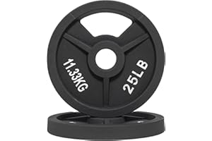 Signature Fitness Cast Iron Plate Weight Plate for Strength Training and Weightlifting, Olympic or Standard