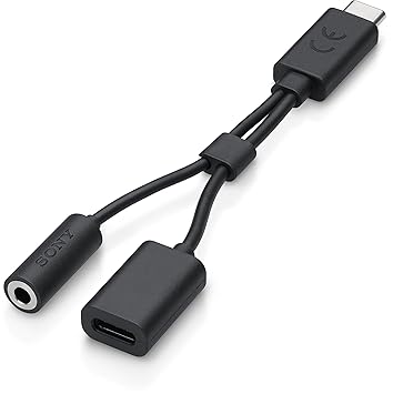 Sony EC270 2 in 1 Audio und Lade-Adapter/USB C und Klinke 3,5 mm Schwarz