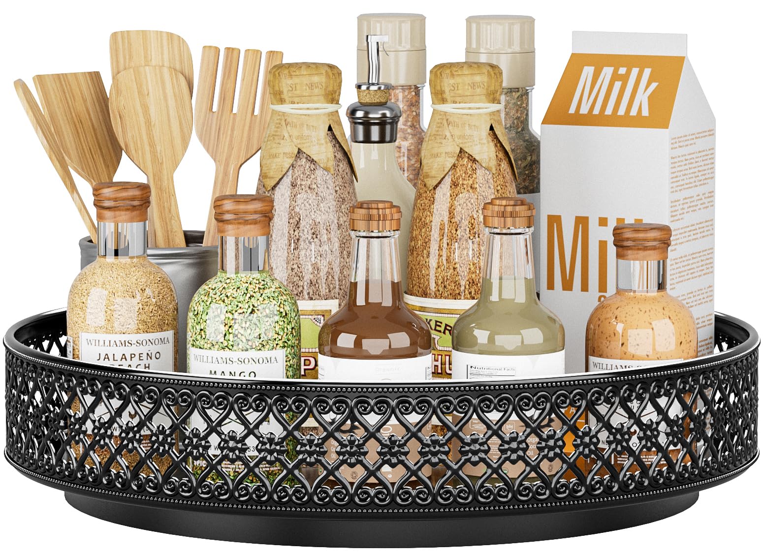 EKNITEY Metal Lazy Susan Turntable - 33cm (13 inch) Cupboard Organiser Rotating Spice Rack for Kitchen Refrigerator Pantry Cabinet