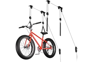 TRUSOON 2 Pack Bike Hoist, Heavy Duty Ebike Lift Pulley System for Garage Ceiling Overhead Storage for Bicycle, Ladders, Snowboard, Holds Up to 85 lbs Capacity, Fit 10-16 Foot High Ceilings