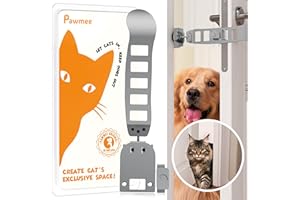 Pawmee Cat Door Latch Holder, Easiest to Install, Most Durable & Foldable Door Stoppers, 【5 Adjustable Sizes】 Keep Interior Door Cracked Open for Cat - Dog Proof Cat Feeding Station, No Wall Damage