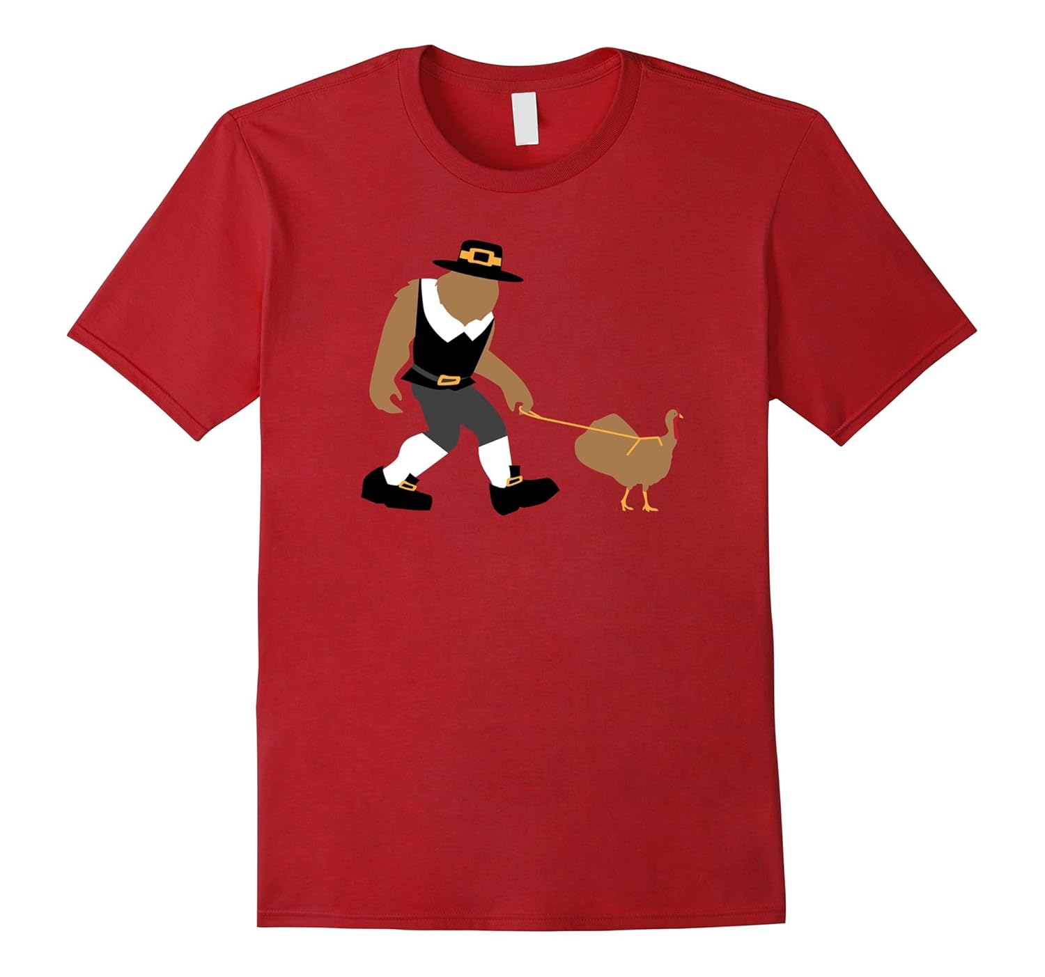 Bigfoot Thanksgiving Shirt Funny Turkey Pilgrim Sasquatch-Rose