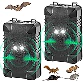 2 Pack Under Hood Rodent Repeller with Flashing Strobe Light&Battery Powered, Ultrasonic Rodent Repellent for Car Engine, Effective Mouse Deterrent Keeps Rats and Mice Away for Car,Attic,Barn (2)