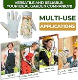 HANDLANDY Women Gardening Gloves Leather Breathable Small White view 6