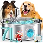 oneisall Dog Water Fountain, 7L/230oz/1.8G Quiet Dog Fountain Water Bowl, Stainless Steel Dog Water Fountain with Visual Water Level&Triple Filtration for Large Medium Small Breed Dogs Pets
