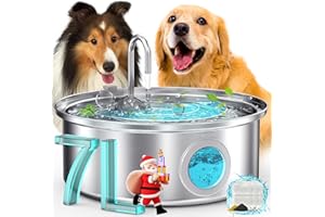 oneisall Dog Water Fountain, 7L/230oz/1.8G Quiet Dog Fountain Water Bowl, Stainless Steel Dog Water Fountain with Visual Water Level&Triple Filtration for Large Medium Small Breed Dogs Pets