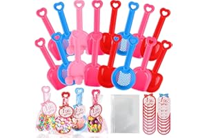 POPGIFTU 28PCS Valentine Plastic Shovels Toy with I DIG YOU Love Tags, 28 Candy Bags with Ties for Valentine's Party Favors Supplies, Valentine's Toys, Classroom Exchange Prizes Valentine’s Gifts