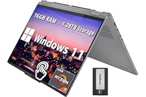 Lenovo Yoga 7 2-in-1 16" 2K Touchscreen Laptop, AMD Ryzen 7 8840HS, 16GB LPDDR5X, 1.28TB Storage (1TB SSD+288GB Docking Stati