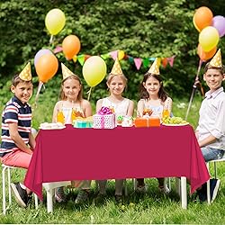 WNINK 4 Pack Bright Red Plastic Tablecloth