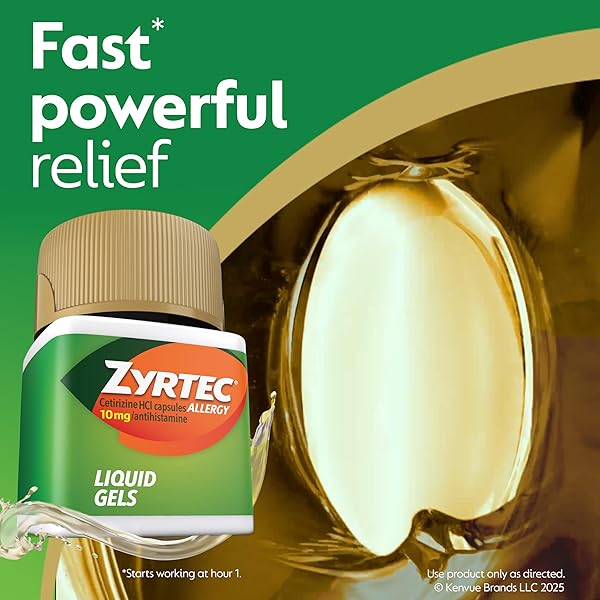 ZYRTEC 24 HOUR ALLERGY RELIEF LIQUID GELS, ANTIHISTAMINE CAPSULES WITH CETIRIZINE HCL ALLERGY MEDICINE FOR ALL-DAY RELIEF FROM RUNNY NOSE, SNEEZING, ITCHY EYES & MORE, 40 COUNT
