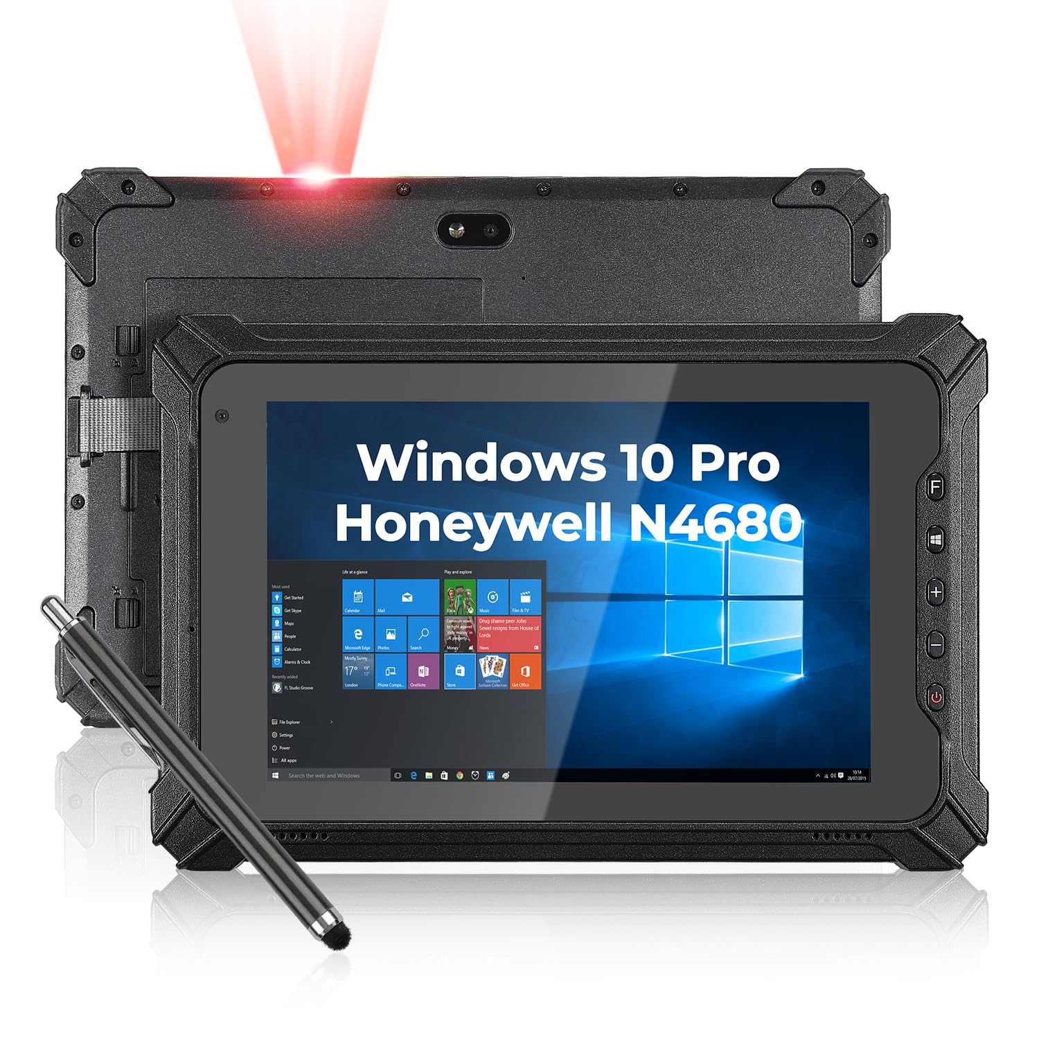 Photo 1 of MUNBYN Rugged Windows Tablet with Barcode Scanner IRT06, 8 inch Windows 10 Pro, Equip with Honeywell N4680 Scanner, 1D/2D QR Inventory Scanner, 8GB+128GB Industrial Tablets, Rugged Tablet with Scanner