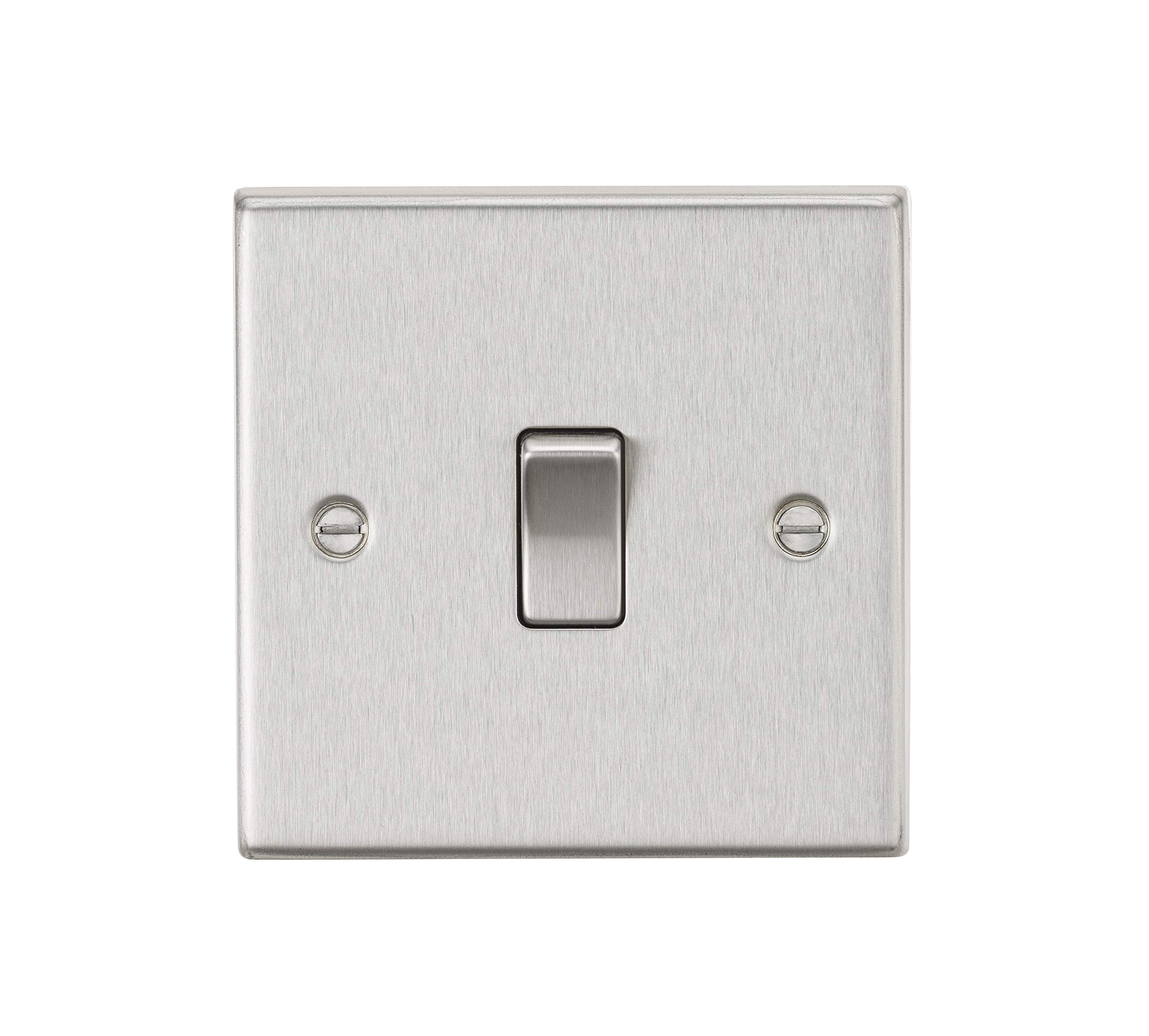 Knightsbridge CS2BC 10AX 1G 2-Way Plate Switch - Square Edge Brushed Chrome, 10.5 mm*89.0 mm*89.0 mm
