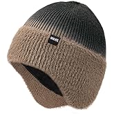 Wmcaps Winter Fleece Line Beanie with Earflap for Men Women, Outdoor Warm Thermal Knitted Hat Stocking Caps