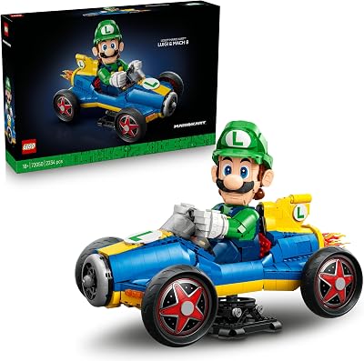 Super Mario: Mario Kart: Luigi & Turboflitzer - Nintendo Figur und Auto Modellbau für Erwachsene - Sammelbares Gaming Merch - Geschenkidee für Männer, Frauen und Fans - 72050