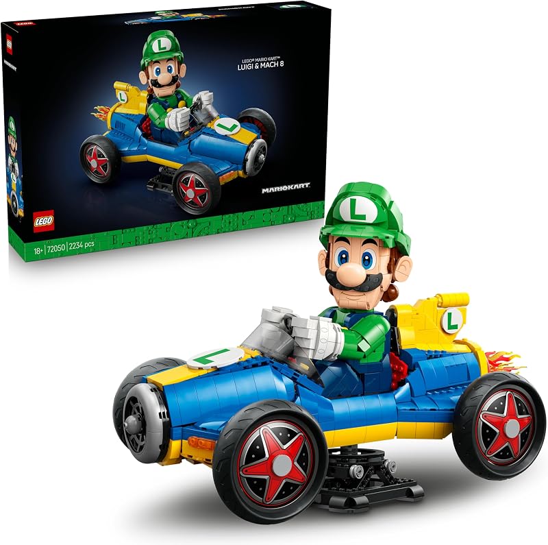 Super Mario: Mario Kart: Luigi & Turboflitzer - Nintendo Figur und Auto Modellbau für Erwachsene - Sammelbares Gaming Merch - Geschenkidee für Männer, Frauen und Fans - 72050 — Foto 1 von 8