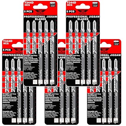 25 x TopsTools Stichsägeblatt T344D 152mm Lang Stichsägeblätter für Bosch, Dewalt, Makita, Milwaukee und viele mehr