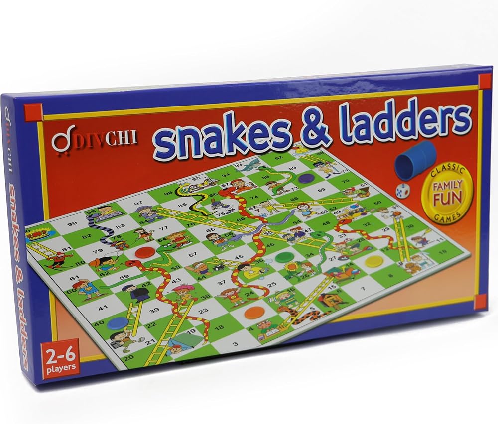 DIVCHI Snakes & Ladders Game for 2-6 Players Ages 3+ with Foldable Board