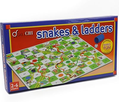 DIVCHI Snakes & Ladders Game for 2-6 Players Ages 3+ with Foldable Board
