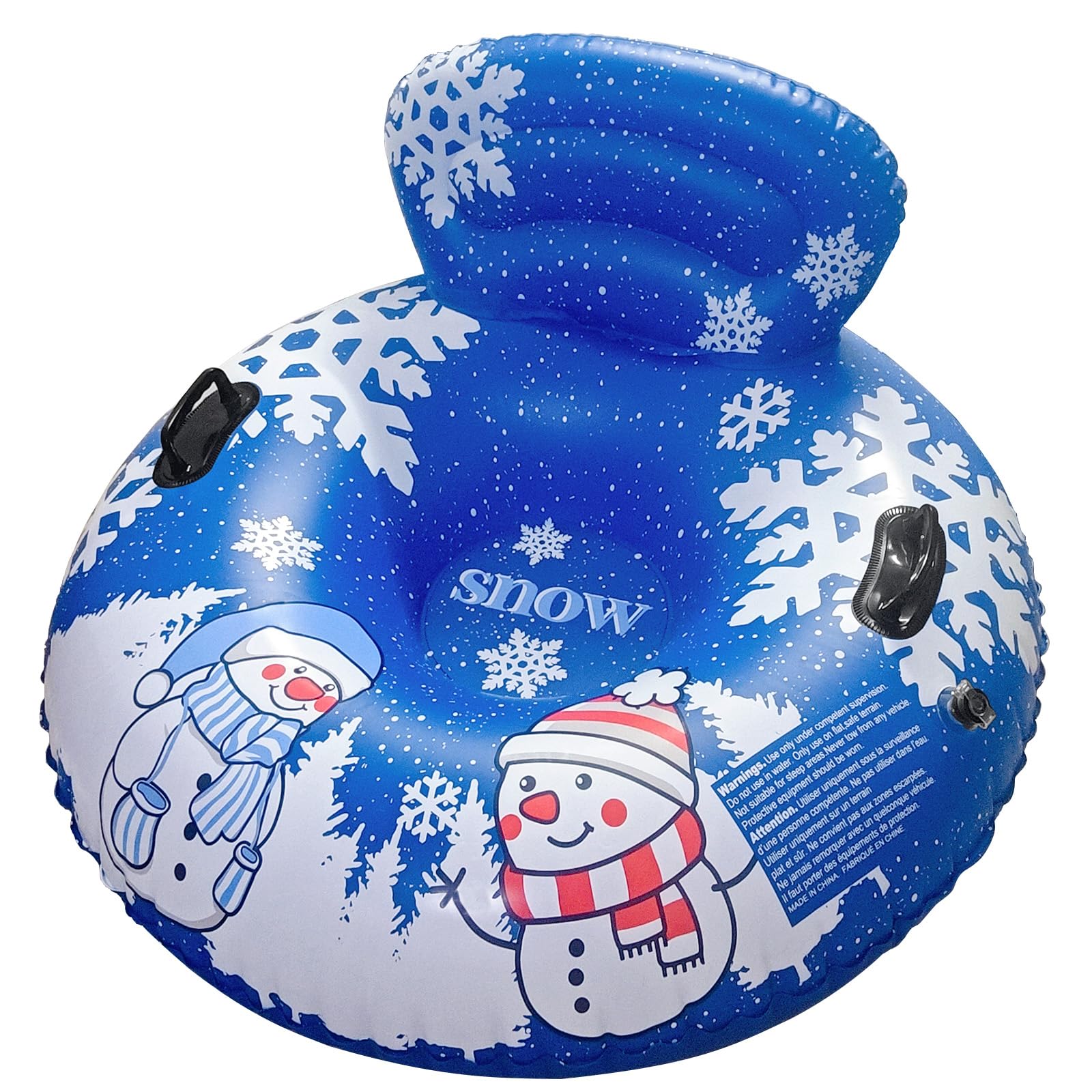 Photo 1 of DIMAR GARDEN 47" Snow Tube Inflatable Snow Sled with Backrest and Handles, Navy Blue